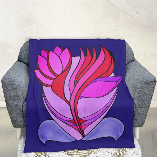 Couverture Minky "La Diablotine au Lotus"